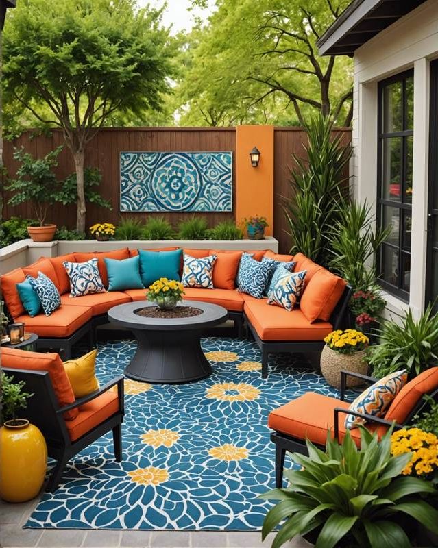 Bold Oasis Patio with Color and Pattern