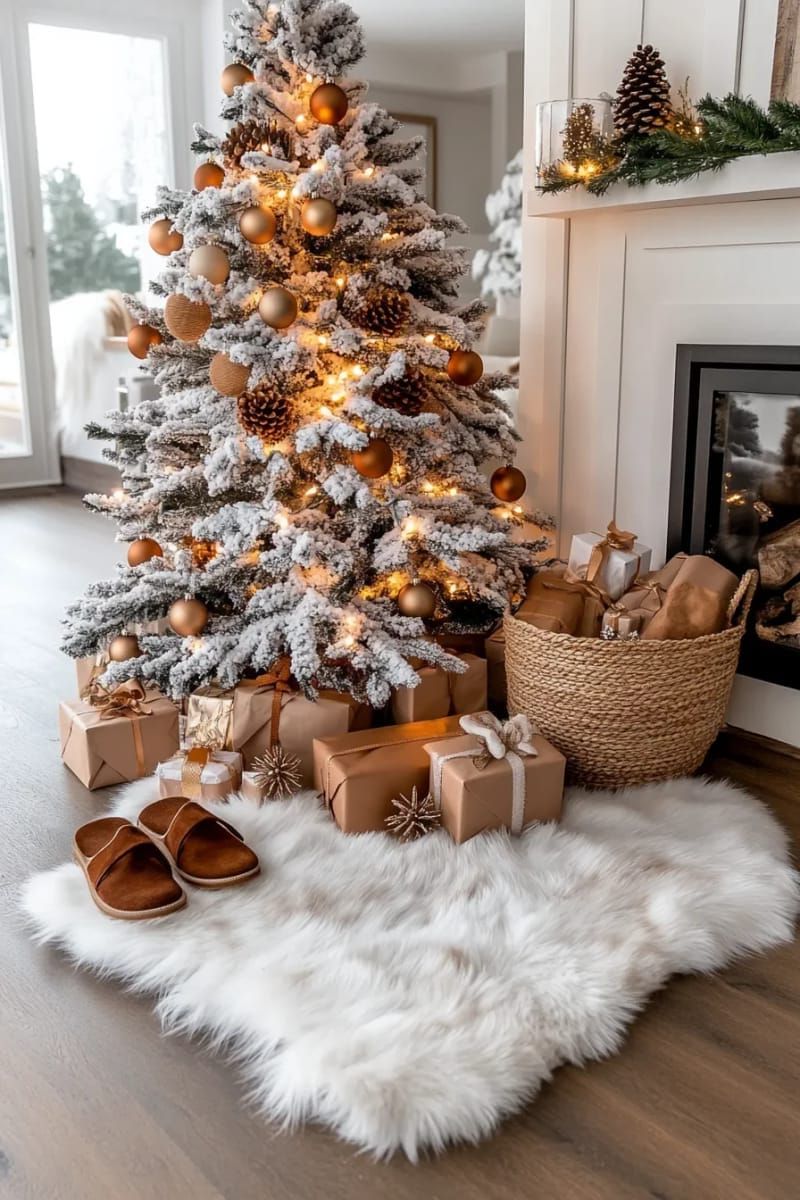 29. Faux Fur Rug Under a Flocked Tree - photo 2