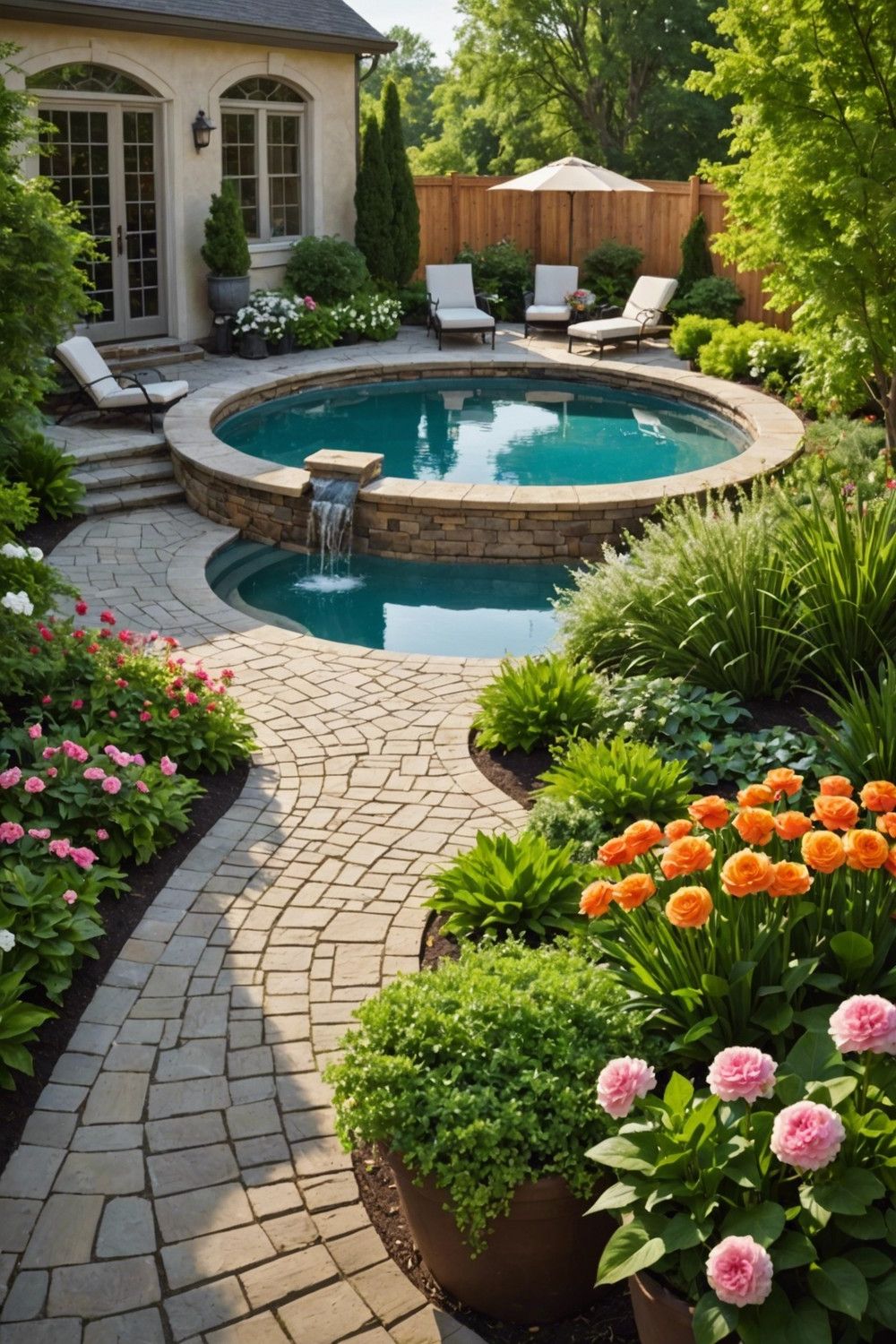 Raised Planter Ideas for Round Pools