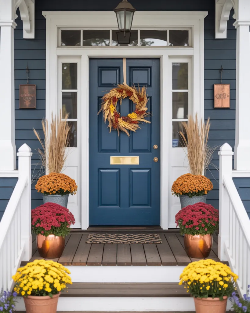 8. Fall Color Ideas for Blue Doors
