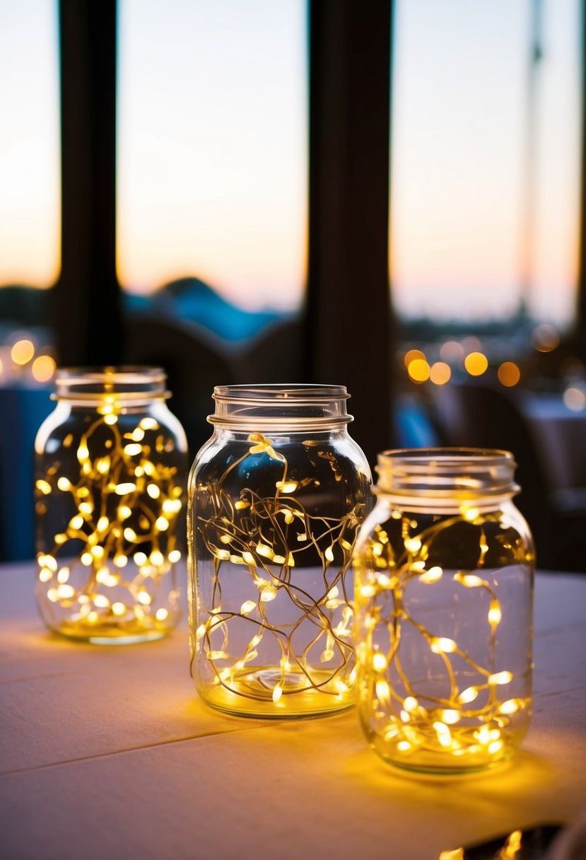 4) Fill Glass Jars With Fairy Lights