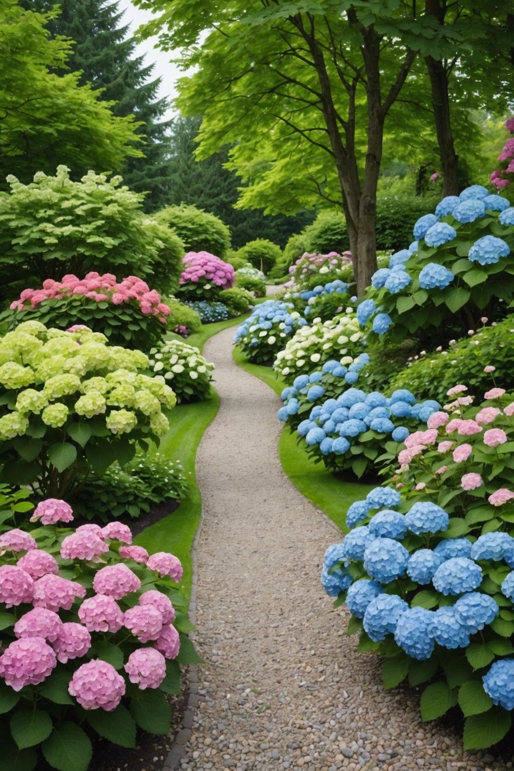 Combining Hydrangeas with a Gravel Pathway