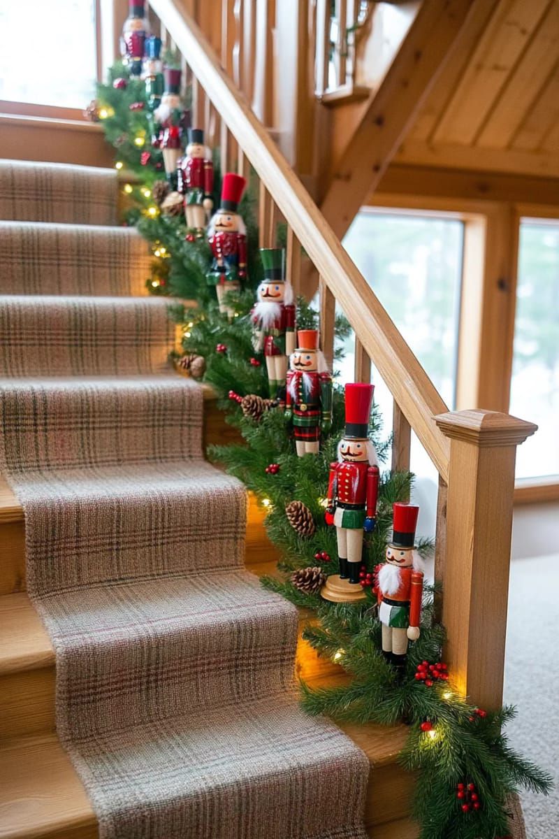 11. Nutcrackers Lining the Cabin Staircase