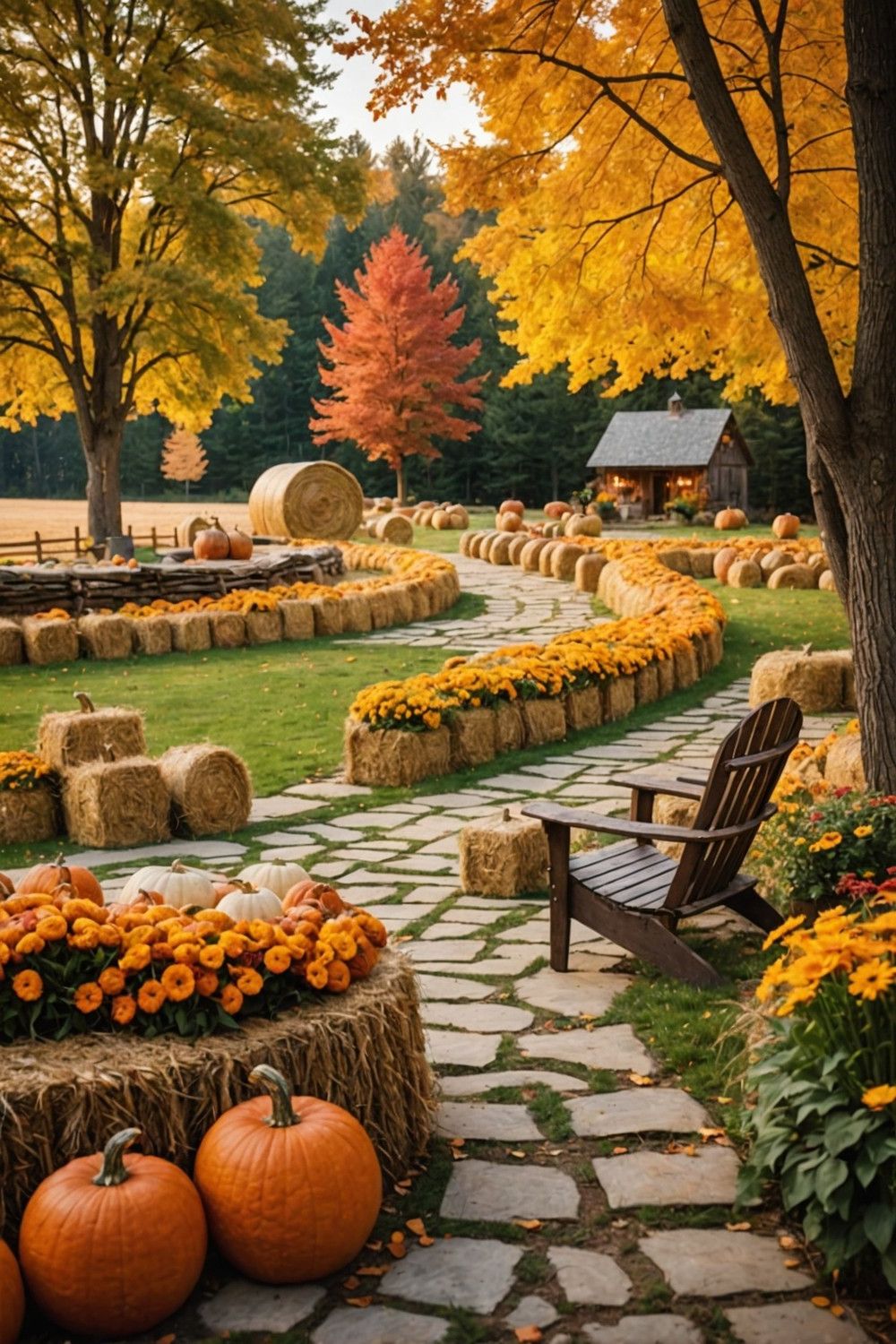 Hay Bale Accents for Fall Landscaping