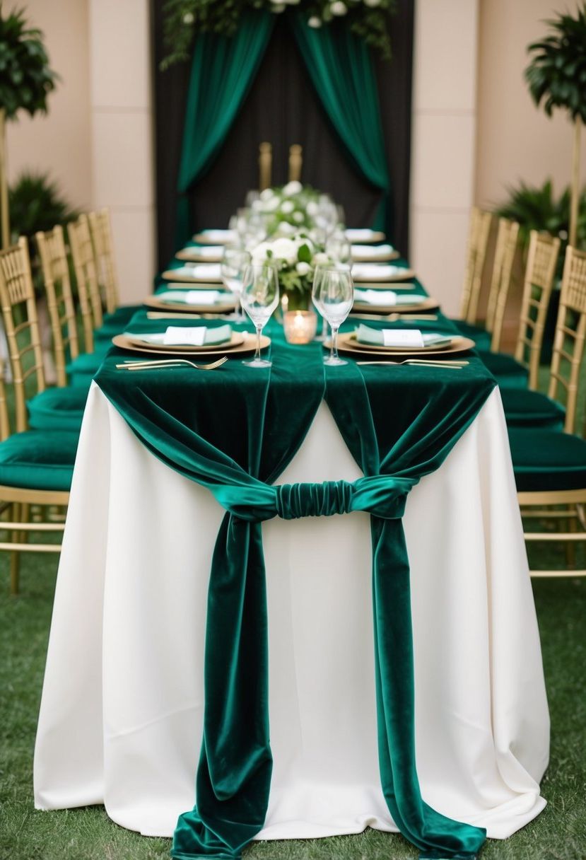 1) Emerald Velvet Table Runners