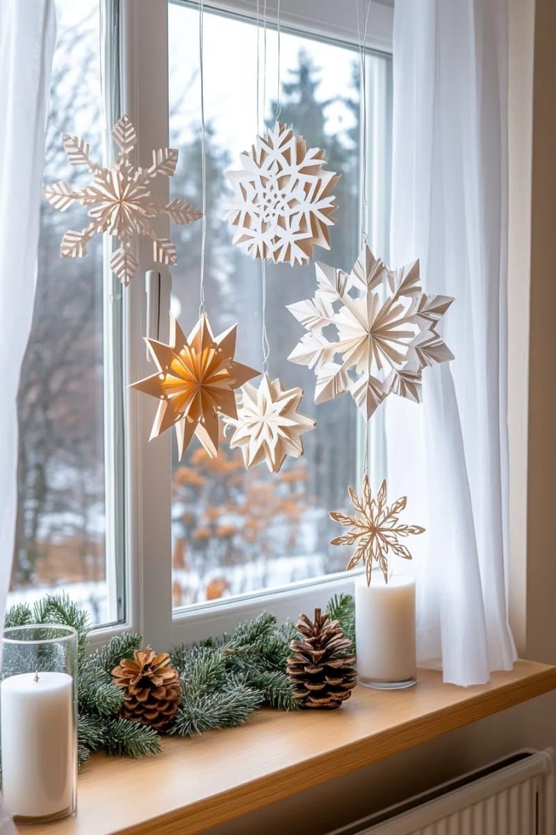 22. Dimensional Paper Snowflakes for Window Displays - photo 3