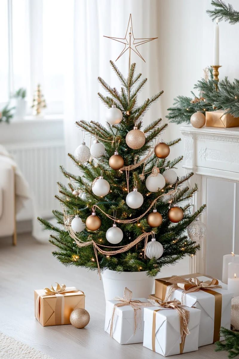 2. White and Gold Tree With Glass Ornaments - photo 3