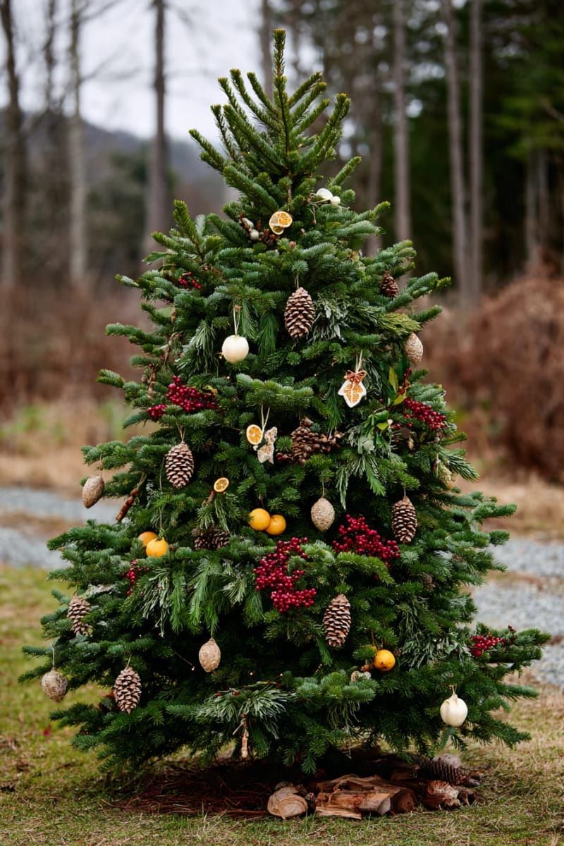 26. Outdoor Christmas Tree Decorated With Natural Materials Only - photo 2