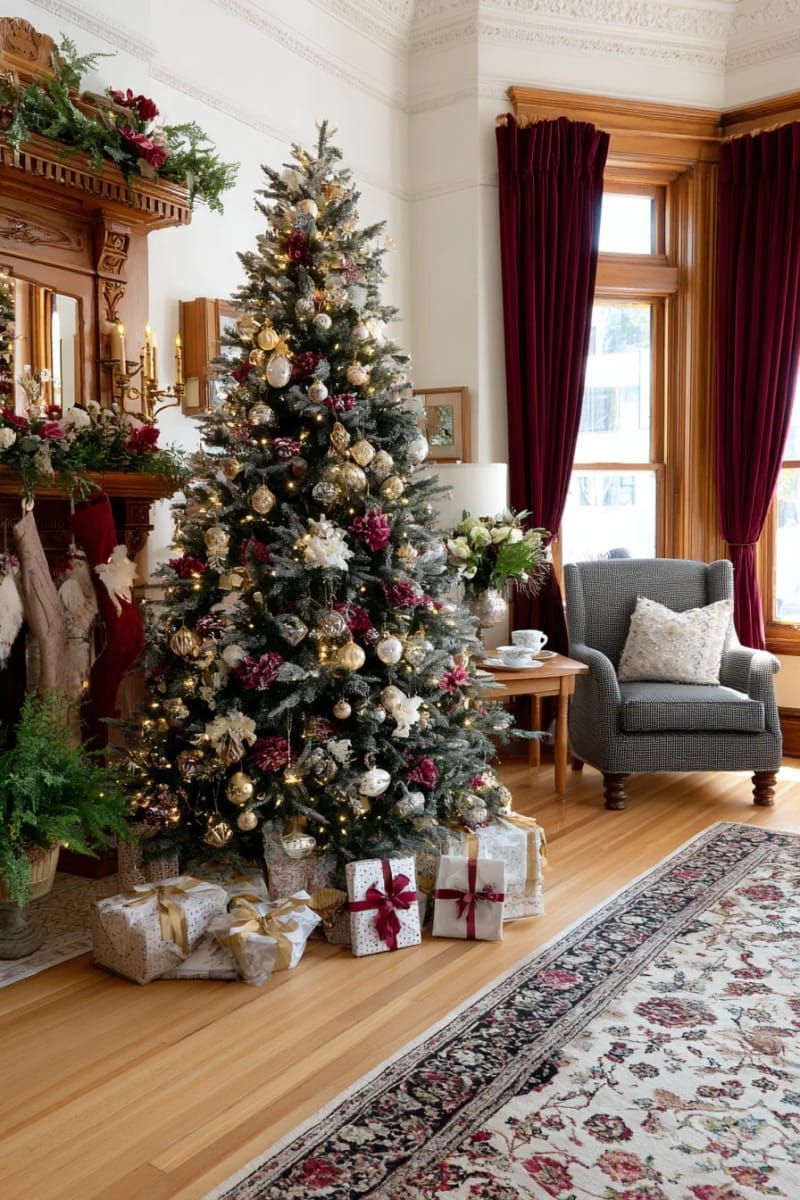 16. Living room with a decorated tree and Persian rug - photo 2