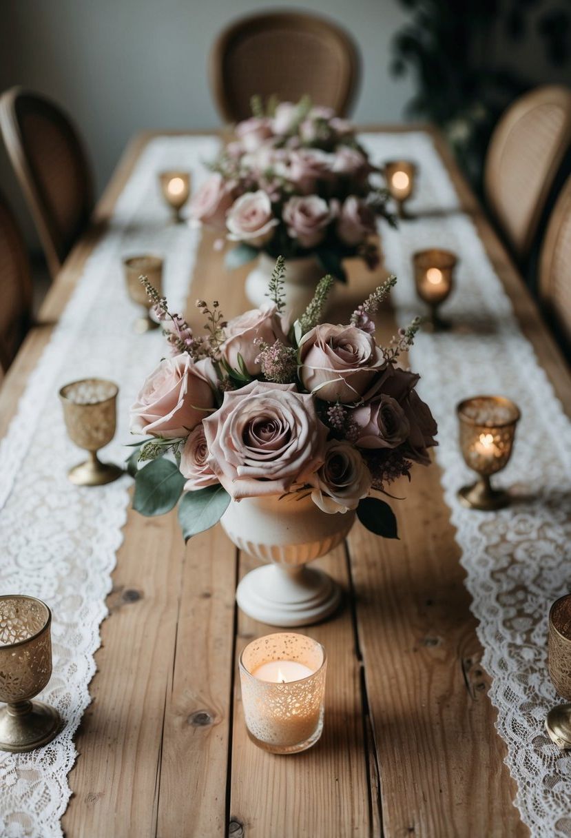 5) Dusty rose floral arrangements