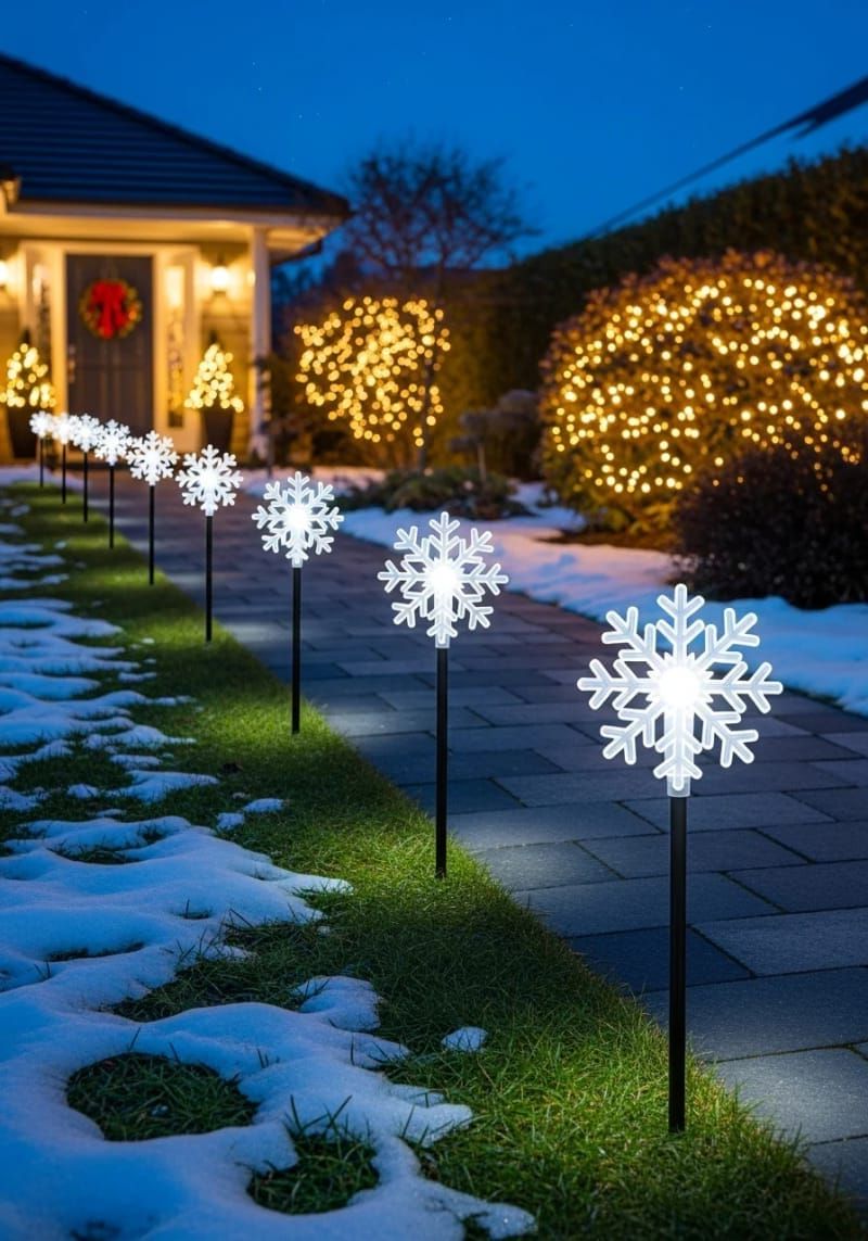 14. Solar Snowflake Lights Mark the Path - photo 2