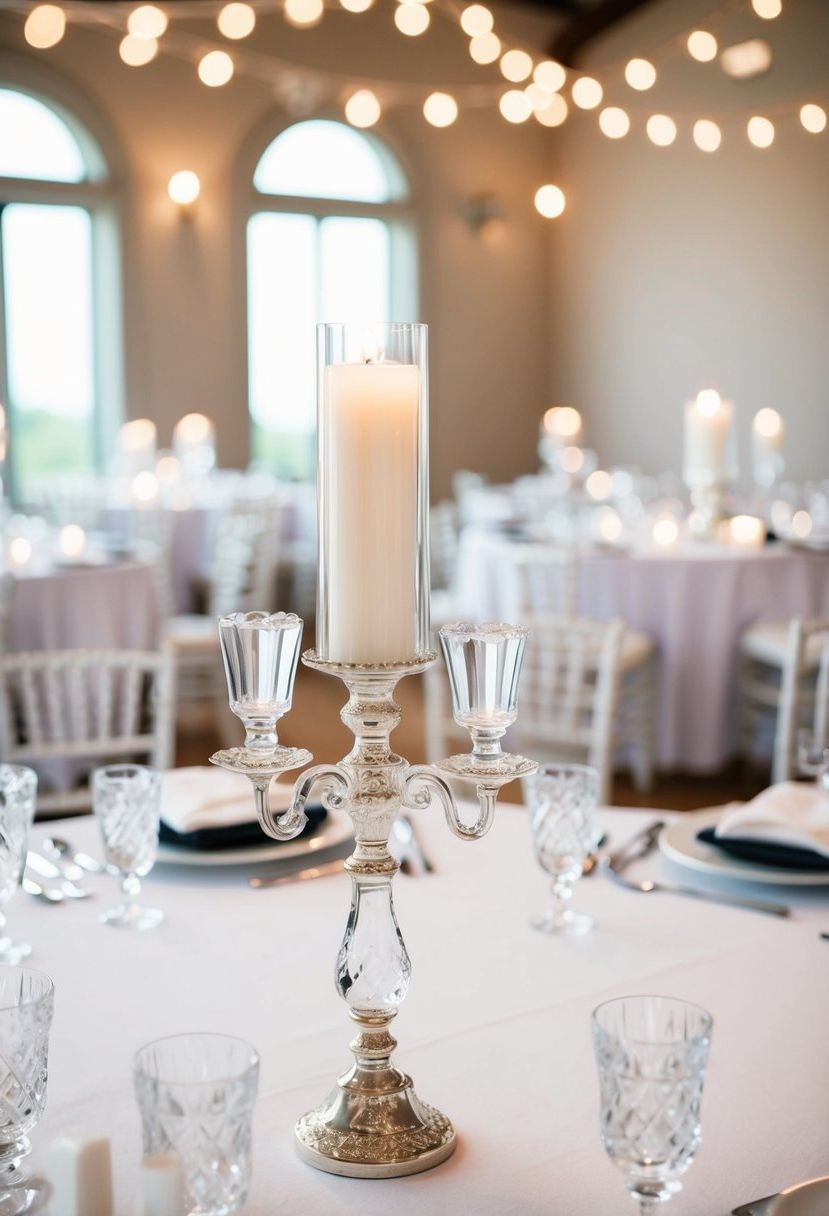 2) Crystal Candle Holder Accents