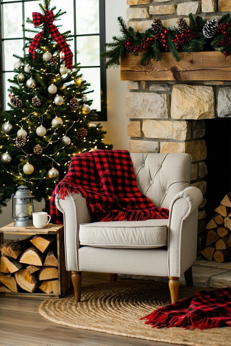 2. Buffalo Plaid Throw On Armchair - photo 2