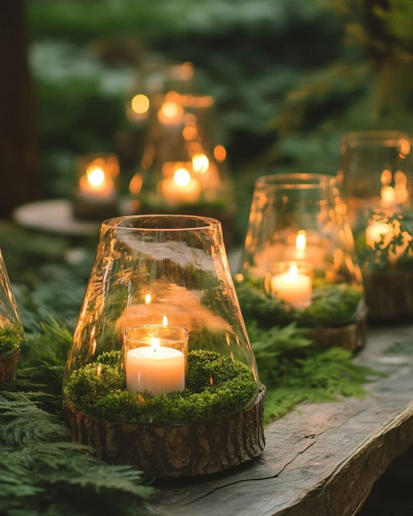 7. Moss and Wood Table Accents
