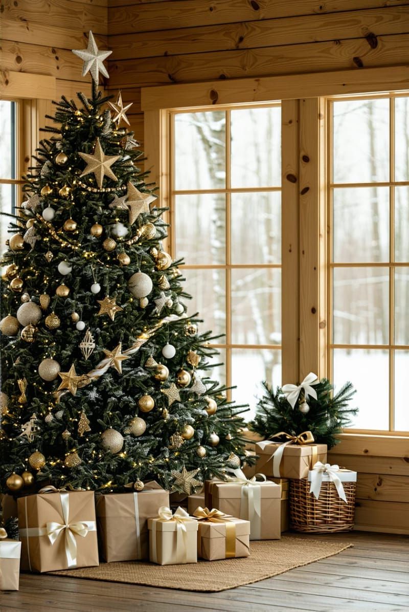 14. Farmhouse Wood Bead and Cotton Stem Tree