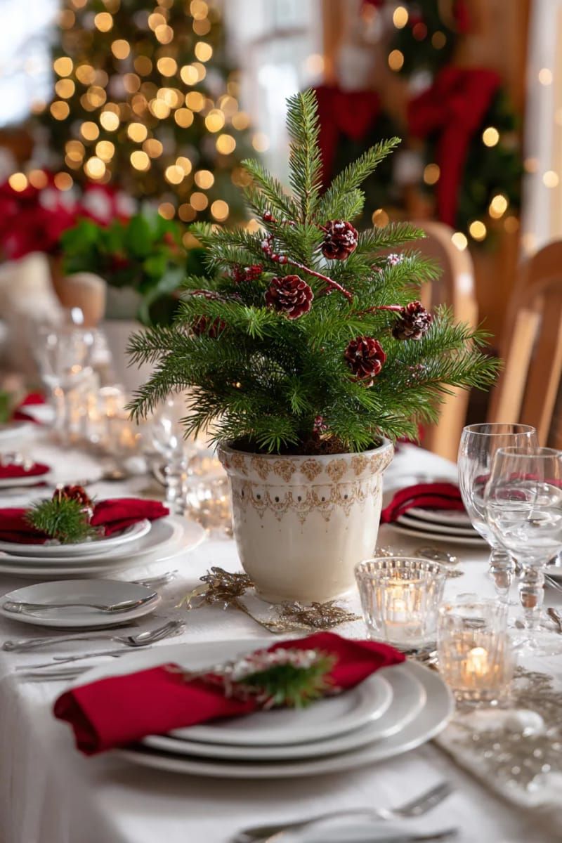 21. Potted evergreen centerpiece for tabletop display - photo 2