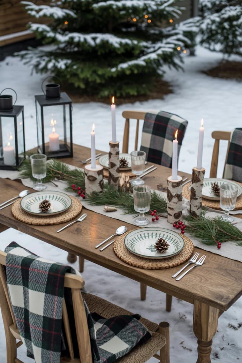 24. Table Setting Styled With Pine and Birch Wood