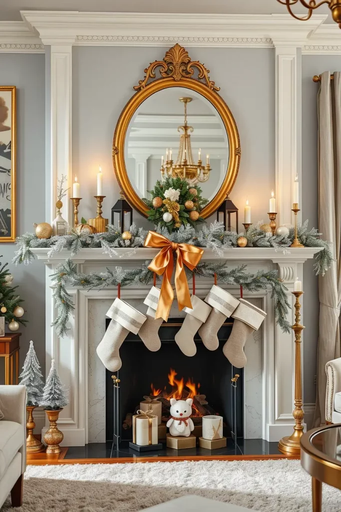 White and Gold Fireplace Decor for an Elegant Look