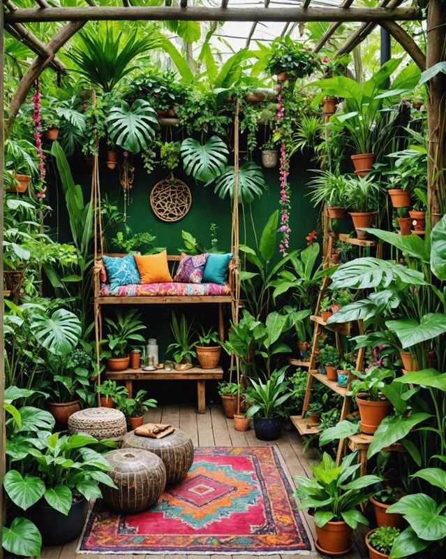 Jungle-Inspired Garden With Tropical Greenery Accents
