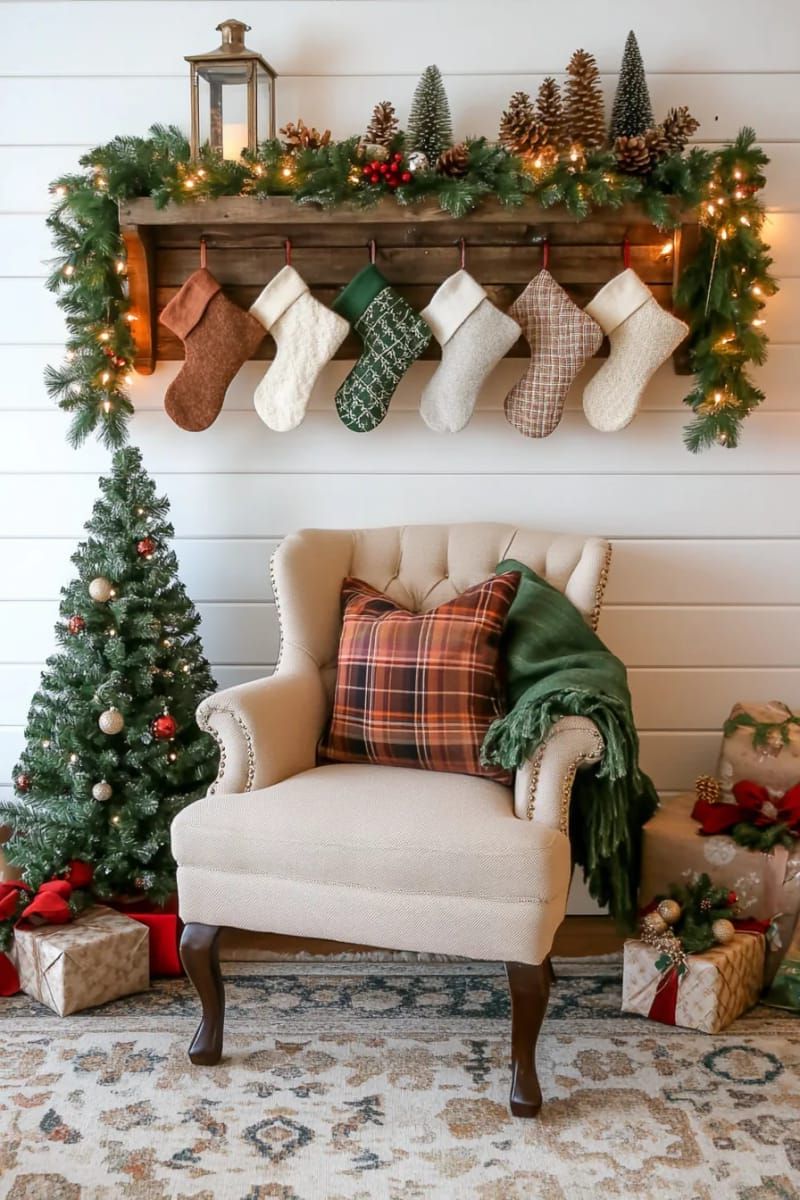 7. Felt Stockings on a Reclaimed Wood Shelf