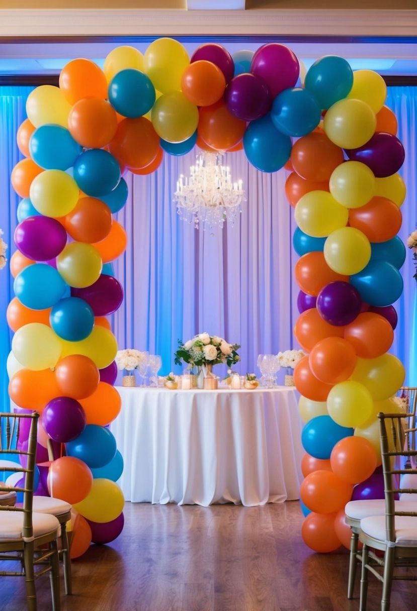 12) A festive balloon arch entrance