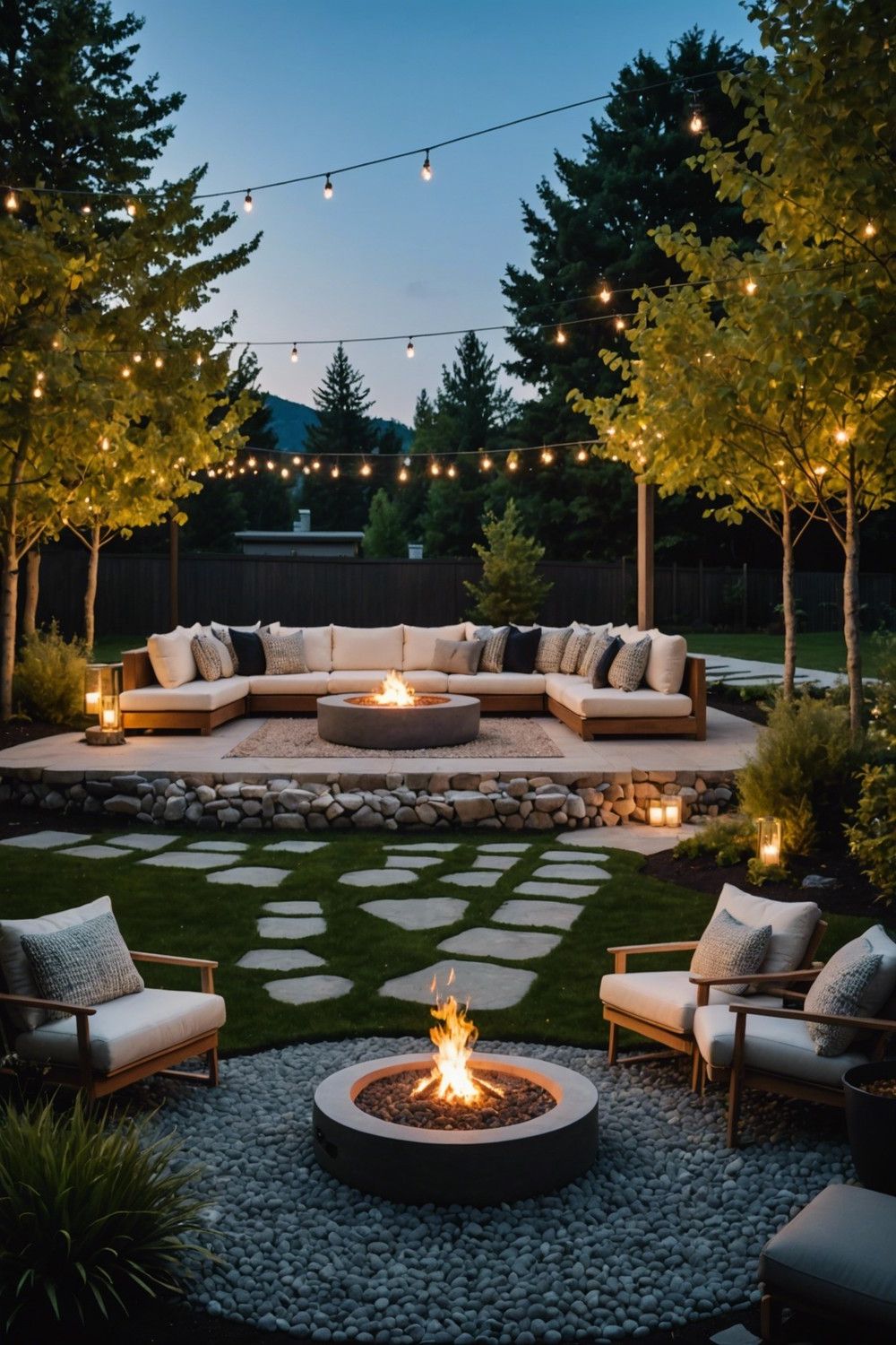 Floating Fire Pit Design with Outdoor Seating