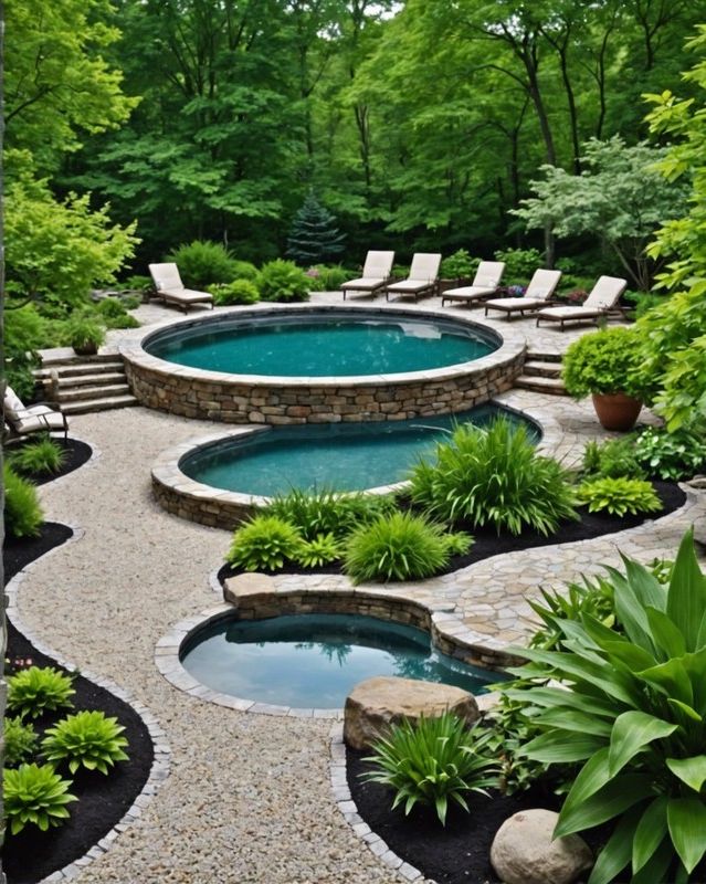 1) Stone and Gravel Poolside Look