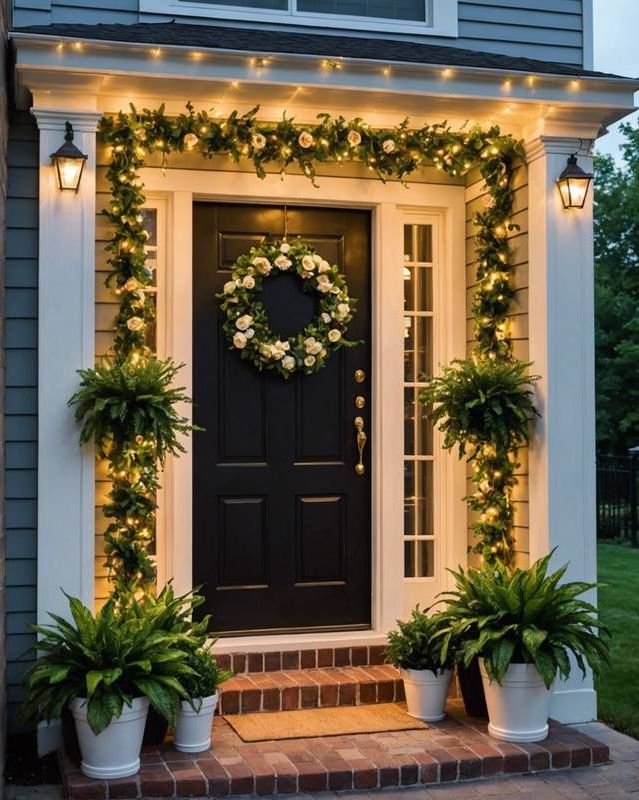 String Lights Paired with Planters