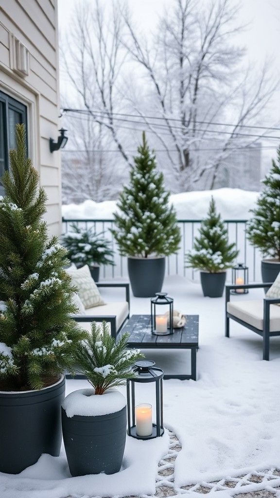 Add Potted Evergreens for Decor