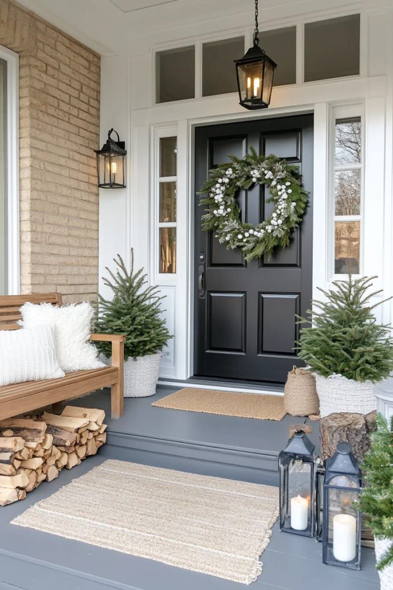 17. Scandinavian Pine Wreath with Berries and Lights - photo 3