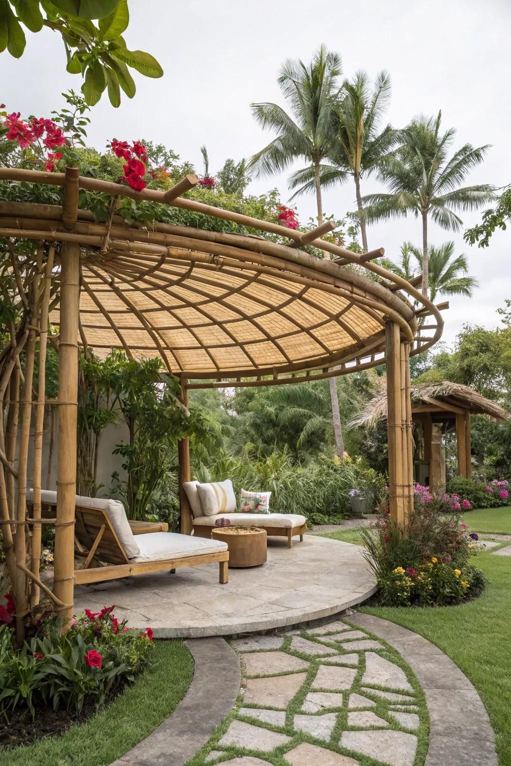 Tropical Bamboo Circle Pergola