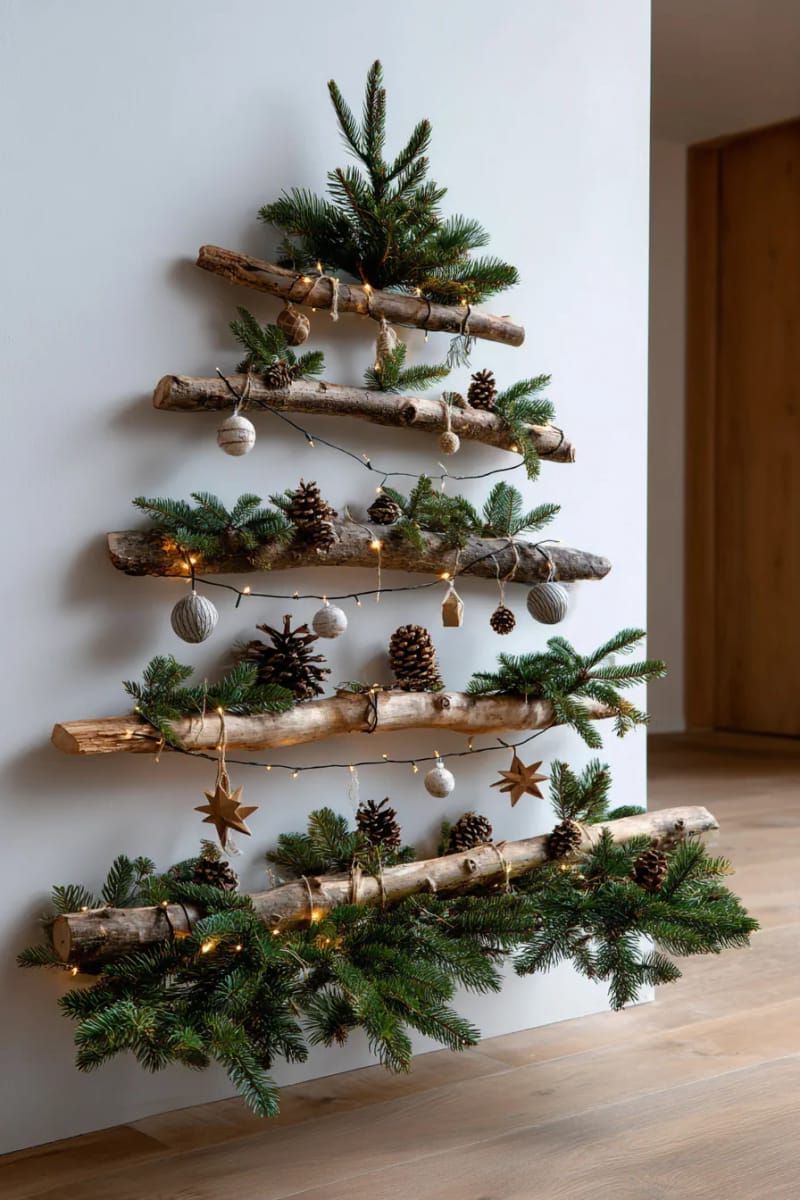 11. Layered Branch Christmas Tree For A Blank Wall - photo 2
