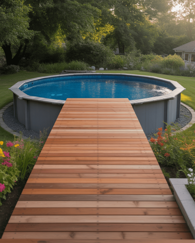 Oval Pool Deck with a Wrap-Around Path