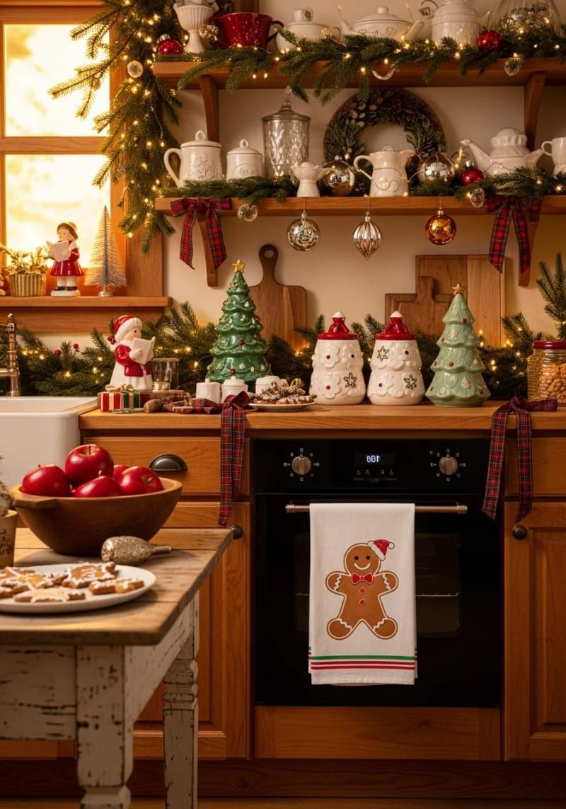 23. Gingerbread man iron-on kitchen tea towel design - photo 4