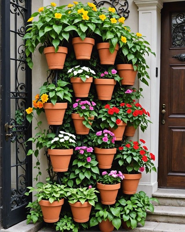2) Stacked Pots with Trailing Vines