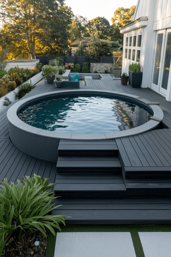 14. Modern Deck With Floating Steps