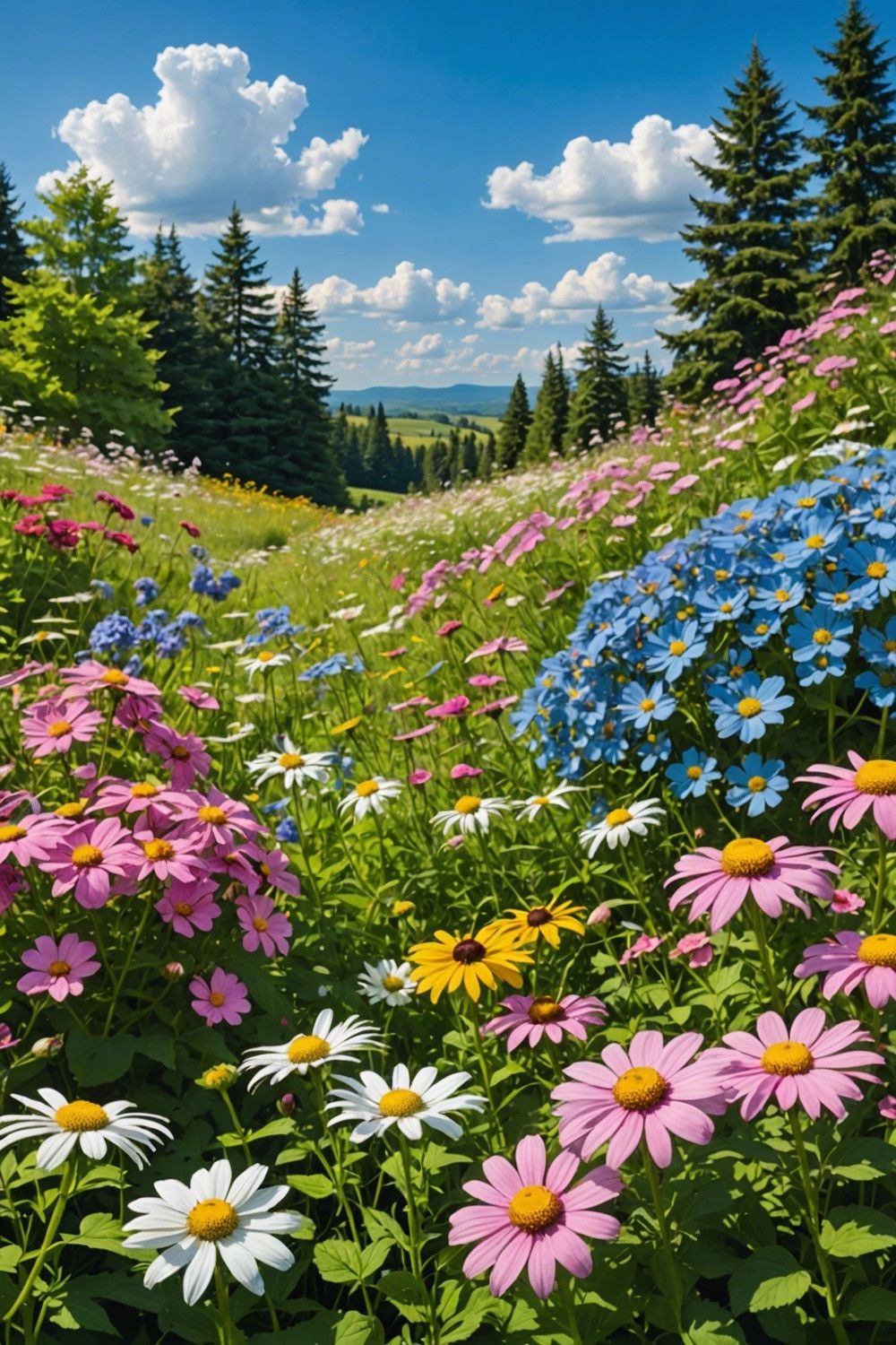 Wildflower Meadow With Hydrangeas