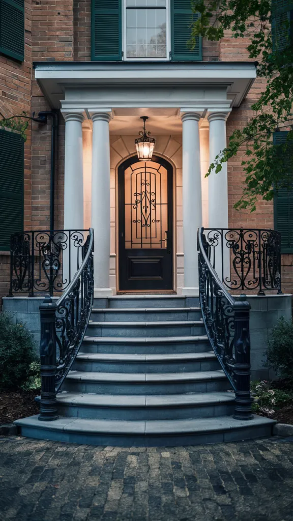 39) Wrought Iron Railing for a Grand Entrance