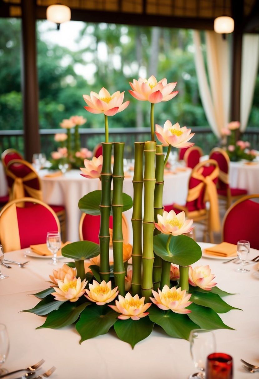 3) Bamboo and Lotus Flower Displays