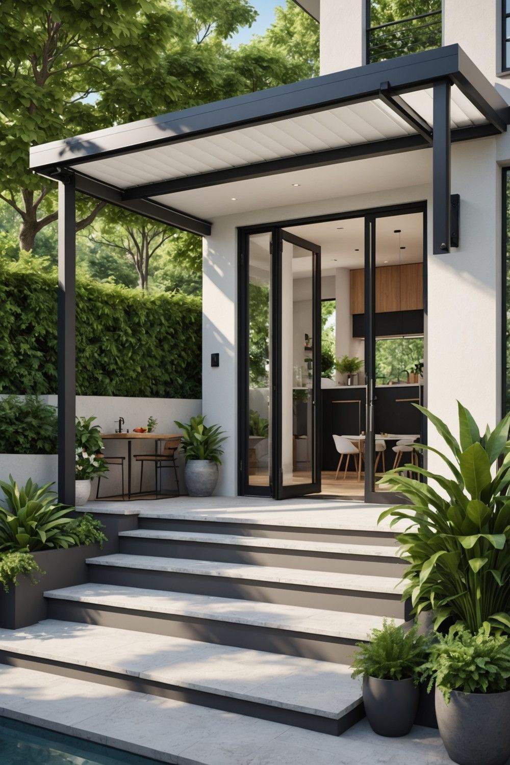 Folding Steps With Retractable Canopy