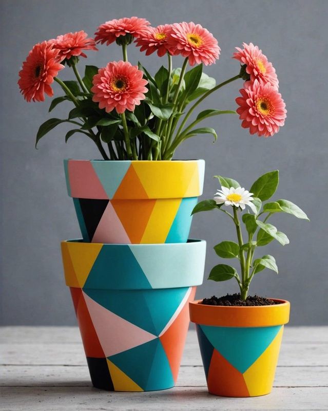 Bold Geometric Pattern Pots