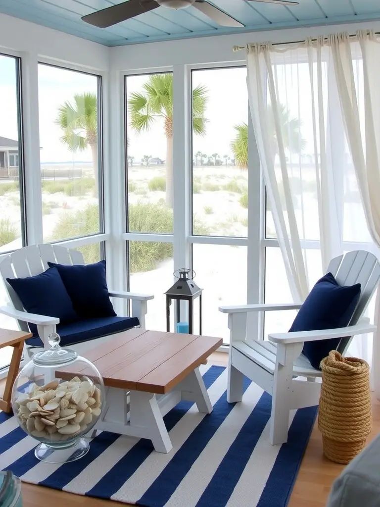 15. Coastal Beach-Style Screened Porch Retreat