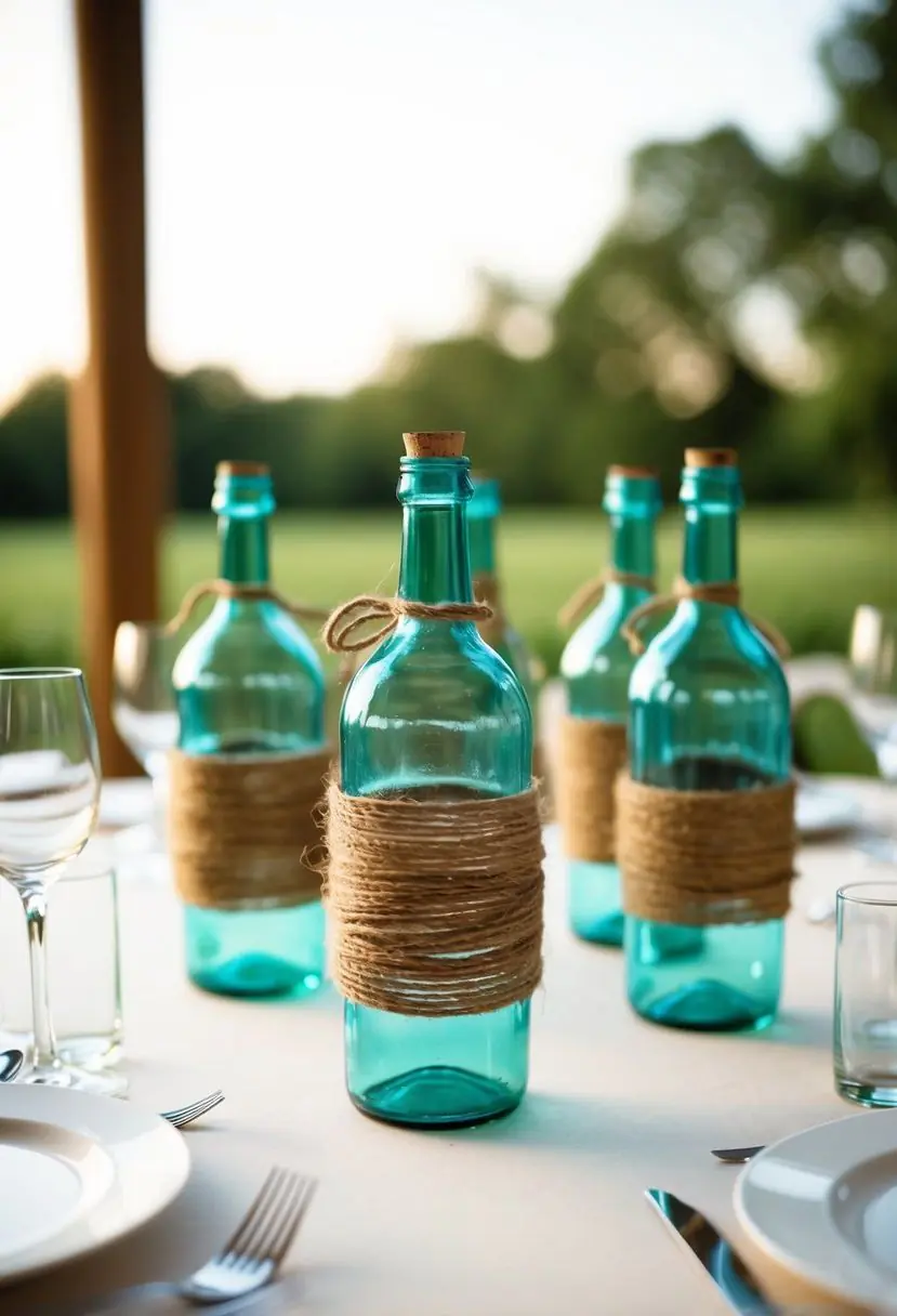 3) Twine-Wrapped Bottle Centerpieces