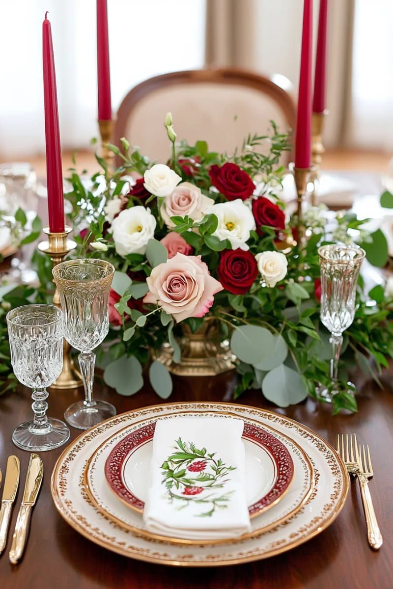 6. Gold-Rimmed Plates With Crystal Glassware - photo 2