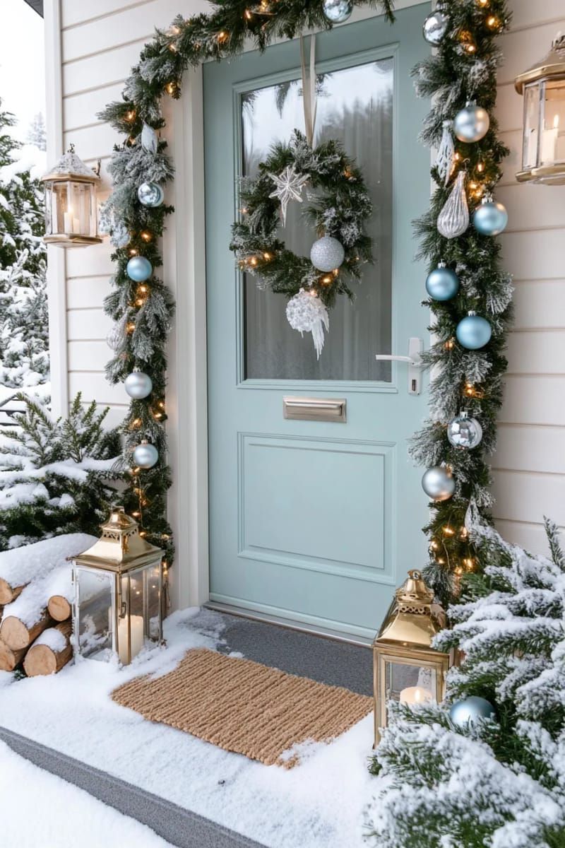 13. Snowy Landscape Display with Flocked Garland