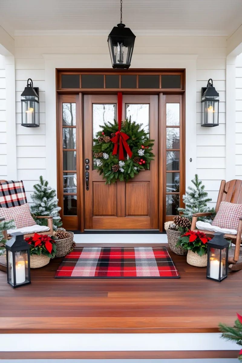 17. Pinecone and magnolia wreath with plaid details