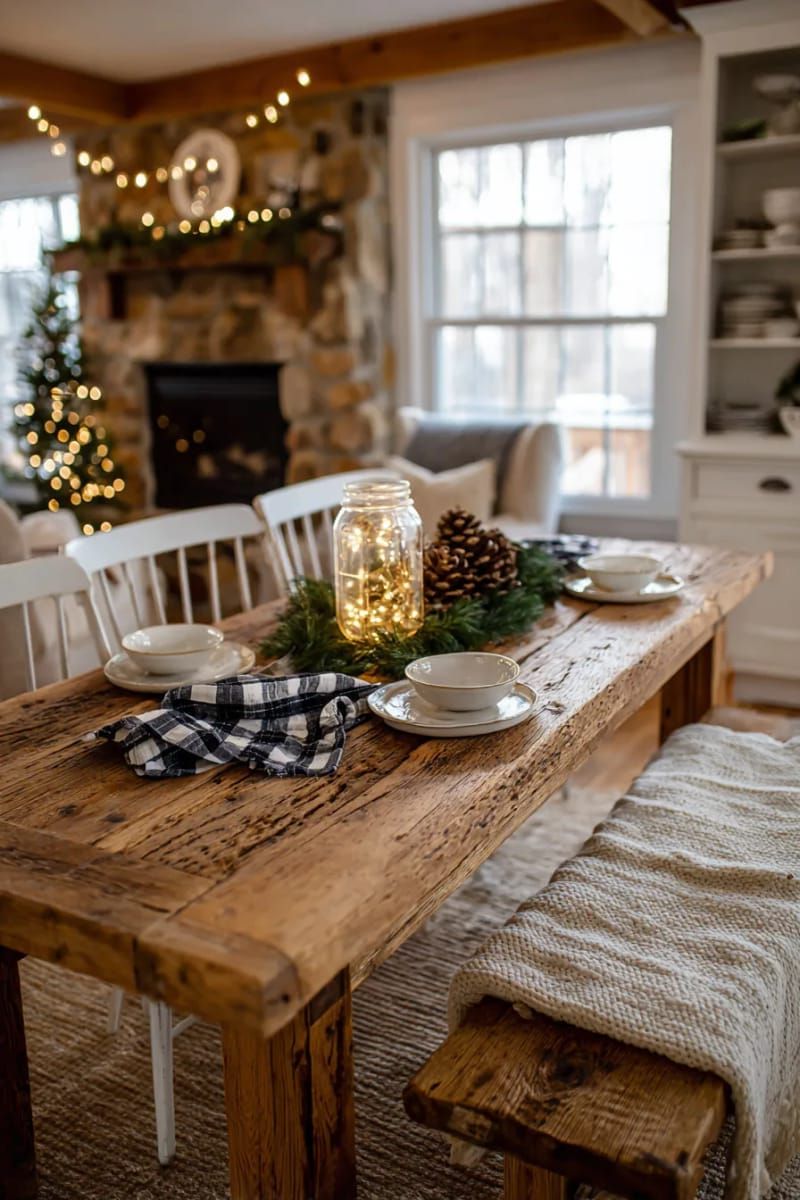2. Pinecones And String Lights In A Mason Jar