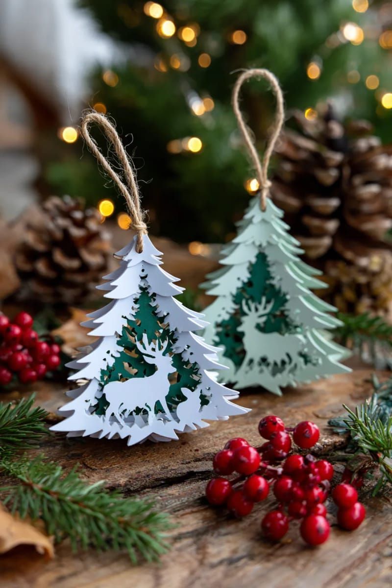 9. Forest animal decor set with layered pine trees and deer - photo 4