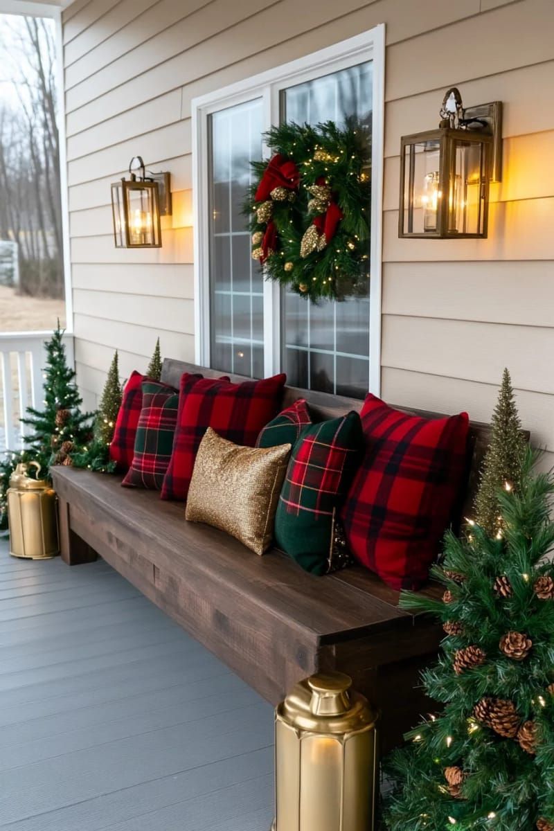 7. Plaid Throws And Gold-Trimmed Porch Cushions - photo 2