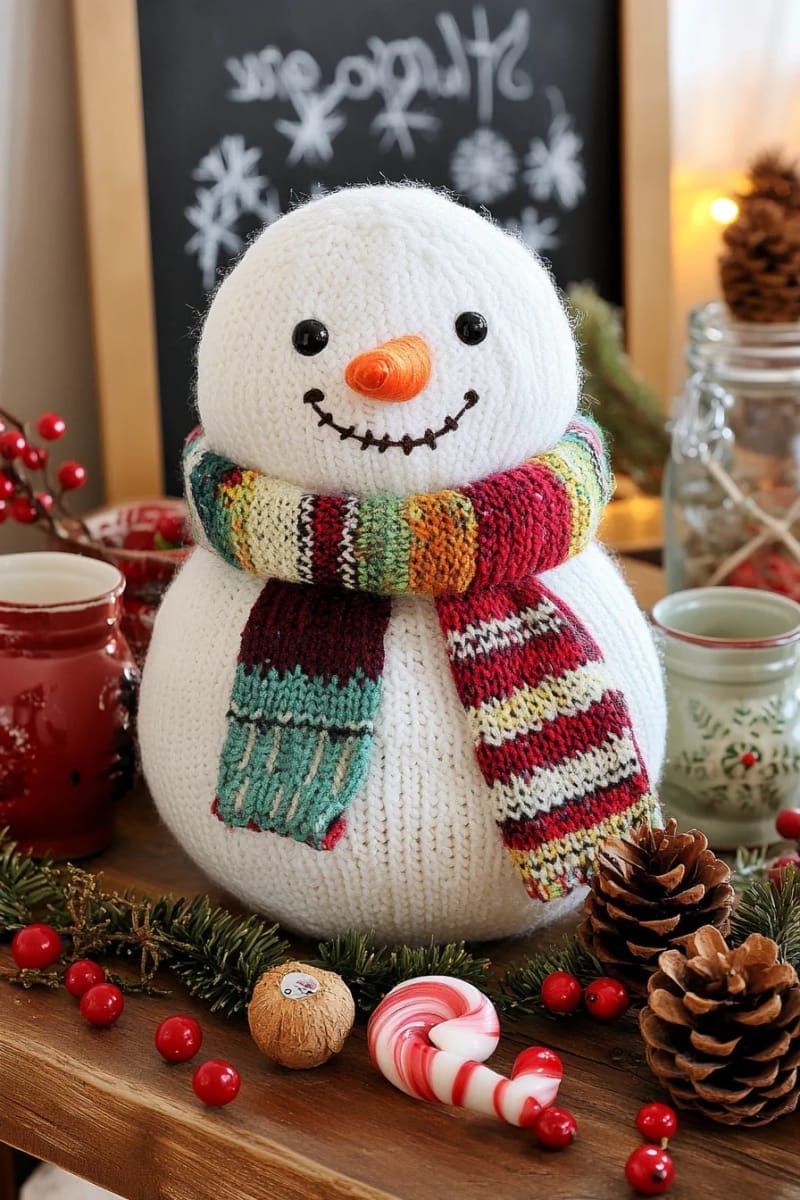 4. DIY Fabric Snowman for the Entry Table